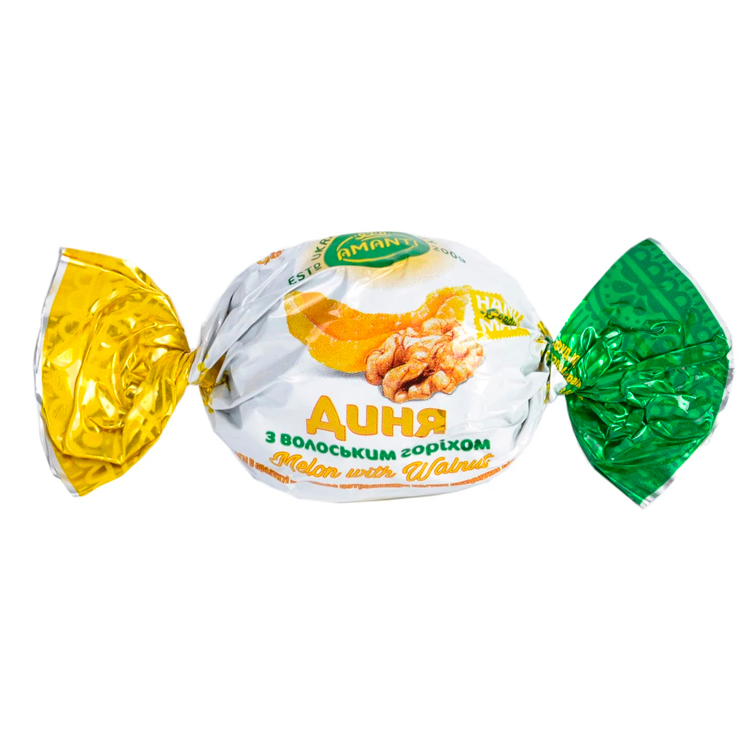 Конфеты Дыня с грецким орехом в шоколаде